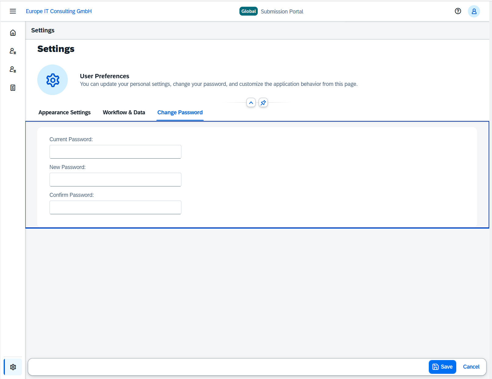 Settings Password